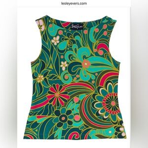 NWOT Lesley Evers STELLA Floraland Sleeveless Top - 1X